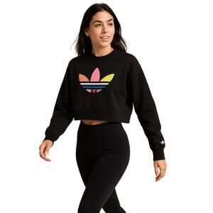 Adidas Originals Cropped Trefoil Logo Sweatshirt Women’s Size Small